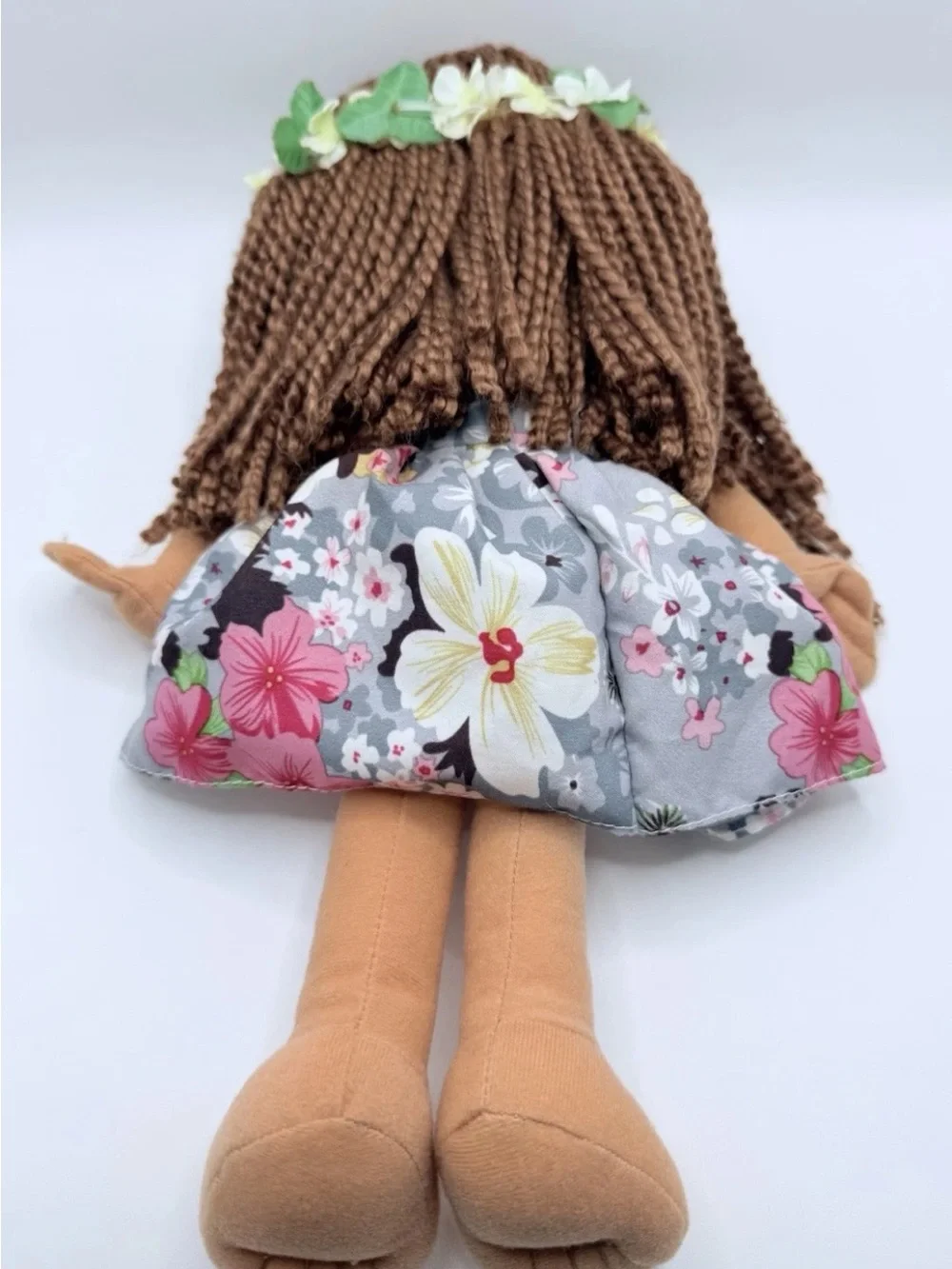 Island Plush Hawaiian Hula Girl Rag Doll Lavender Aloha Dress Pre-Owned